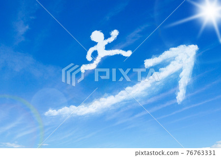 Clouds in the shape of a person jumping into the blue sky Image of a person jumping 76763331