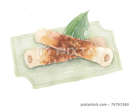 盤子上的兩個 chikuwa 76763360