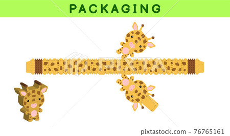 Party favor box die cut giraffe design for sweets, candies, small presents, bakery. Package template, great design for any purposes, birthdays, baby showers, pinata. Vector stock illustration. Party favor box die cut giraffe design for sweets, candies, small presents, bakery. Package template, great design for any purposes, birthdays, baby showers, pinata. Vector stock illustration. 76765161