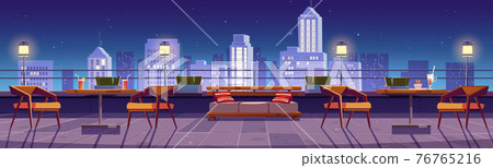 Restaurant at night rooftop terrace on city view Restaurant at night rooftop terrace on city view 76765216