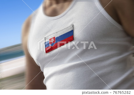 The national flag of Slovakia on the athlete's chest 76765282