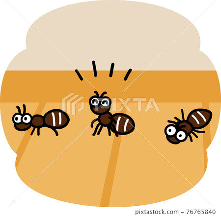 A row of black ants walking on the floor 76765840