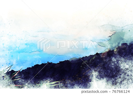 Abstract mountains hill on watercolor illustration painting background. 76766124