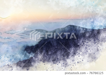 Abstract mountains hill on watercolor illustration painting background. 76766125
