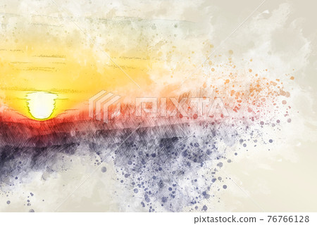Abstract mountains hill on watercolor illustration painting background. 76766128