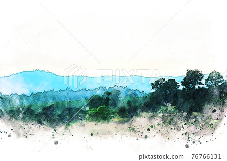 Abstract mountains hill on watercolor illustration painting background. Abstract mountains hill on watercolor illustration painting background. 76766131