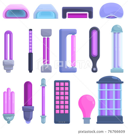UV lamp icons set, cartoon style 76766609