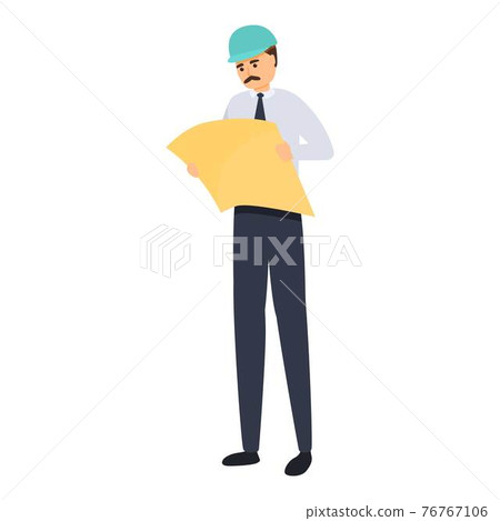 Builder work plan icon, cartoon style 76767106