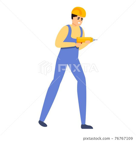 Builder electric drill icon, cartoon style Builder electric drill icon, cartoon style 76767109