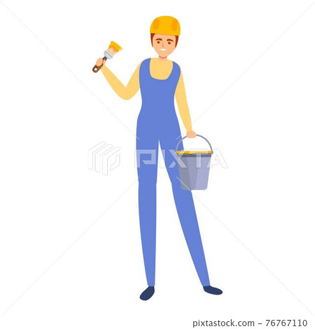 Builder paint bucket icon, cartoon style Builder paint bucket icon, cartoon style 76767110