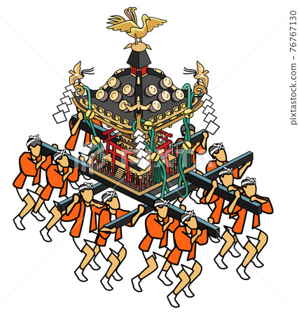 淺草神社的 Sanja Matsuri - 由穿著紅色幸福大衣的男人抬著 76767130