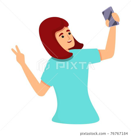Smartphone girl selfie icon, cartoon style 76767184