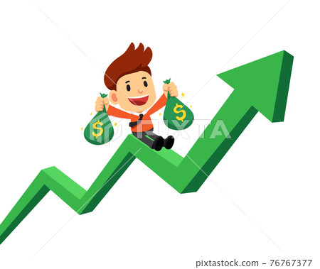 Vector cartoon businessman holding money bag on... - Stock Illustration ...