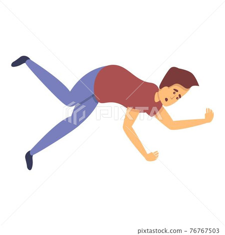 Careless boy on street icon, cartoon style 76767503