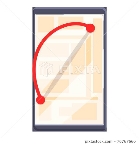 Red route itinerary icon, cartoon style 76767660