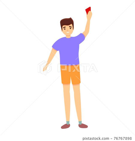 Red card play soccer icon, cartoon style 76767898