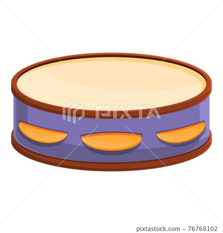 Tambourine drum icon, cartoon style 76768102
