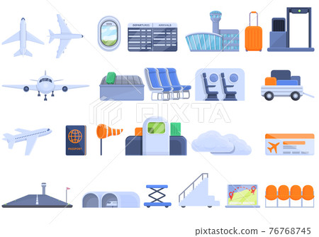 Airlines icons set, cartoon style 76768745