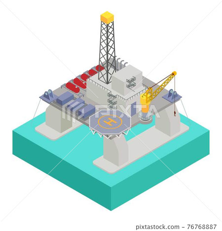 Oil extraction platform icon, isometric style 76768887