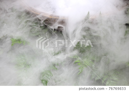 Smoke from dry ice to decorate the garden. 76769833