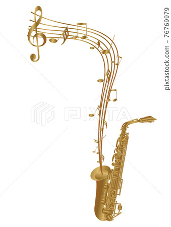薩克斯管和音符 薩克斯管和音符 76769979