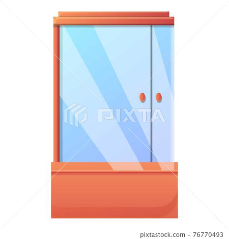 Wood shower stall icon, cartoon style Wood shower stall icon, cartoon style 76770493