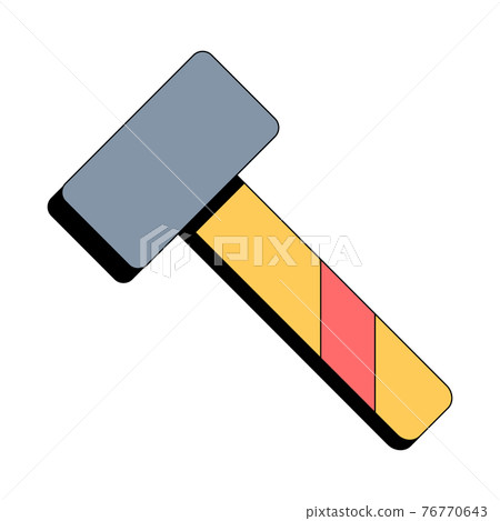 Yellow sledgehammer. Flat style. Vector illustration on white isolated background. Yellow sledgehammer. Flat style. Vector illustration on white isolated background. 76770643