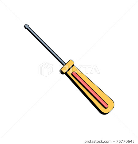 Yellow screwdriver. Flat style. Vector illustration on white isolated background. 76770645