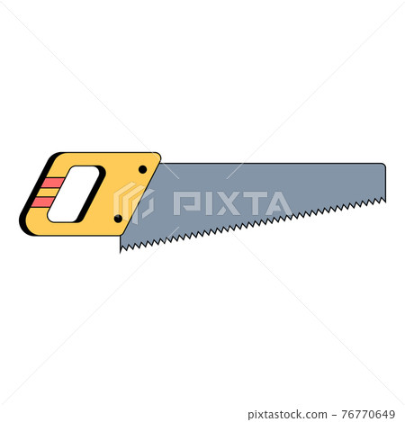 Yellow hand saw. Flat style. Vector illustration on white isolated background. 76770649