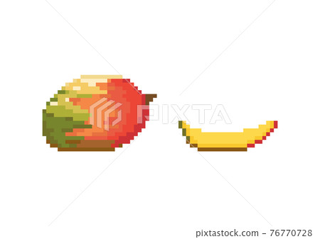 Pixel art orange mango icon set. Pixel retro... - Stock Illustration ...