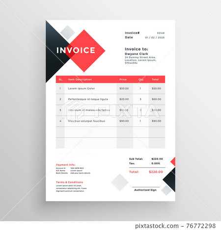 modern invoice template design in red theme modern invoice template design in red theme 76772298