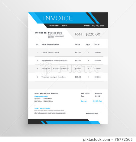 blue geometric customer invoice template design blue geometric customer invoice template design 76772565