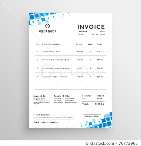 blue mosaic style business invoice template 76772965