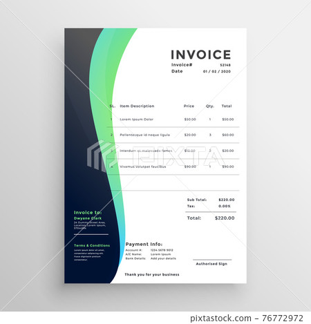modern invoice template in wavy style modern invoice template in wavy style 76772972
