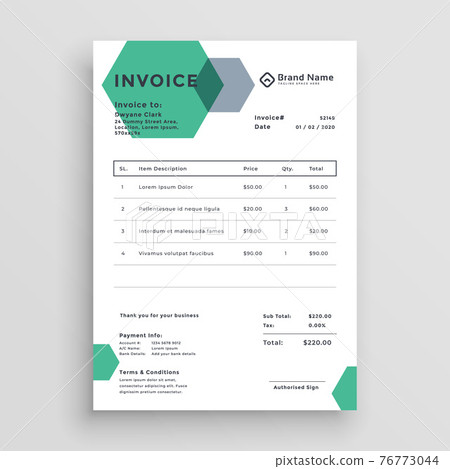 invoice template design with modern hexagonal shape invoice template design with modern hexagonal shape 76773044