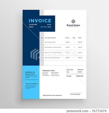 blue clean business invoice template 76773079