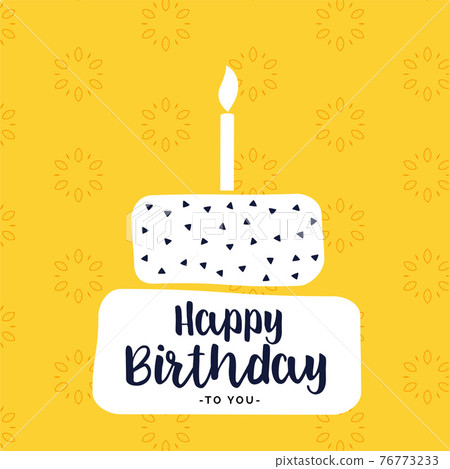happy bithday card design with flat white cake shape happy bithday card design with flat white cake shape 76773233