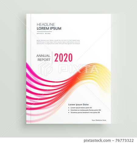 stylish annual brochure presentation template with colorful wave 76773322