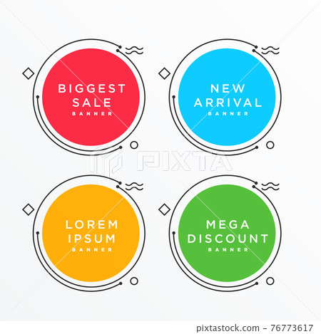 circular banners set in memphis style with text space 76773617