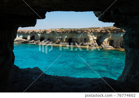 Sea caves near Ayia Napa, Mediterranean sea coast, Cyprus Sea caves near Ayia Napa, Mediterranean sea coast, Cyprus 76774602