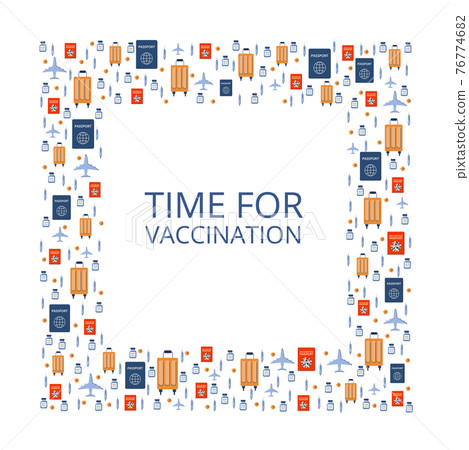 Background on the theme of vaccination. New travels after the pandemic, passport, antibodies. Travel permit. Vector Background on the theme of vaccination. New travels after the pandemic, passport, antibodies. Travel permit. Vector 76774682