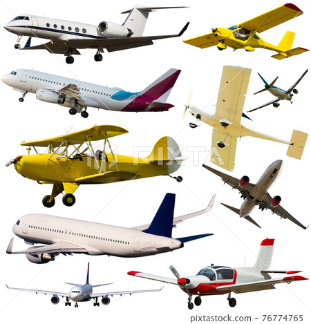 Passenger airplanes, gliders, gyroplanes, aircrafts isolated Passenger airplanes, gliders, gyroplanes, aircrafts isolated 76774765