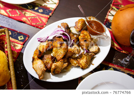 fried pork shashlik 76774766