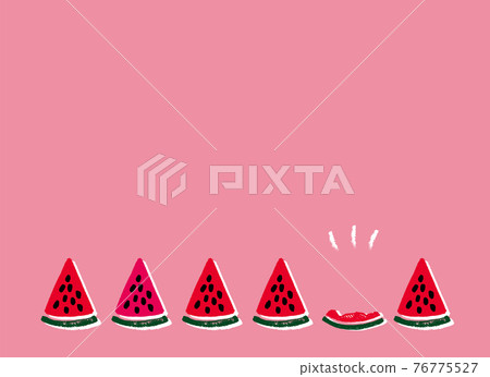 Hand-drawn illustration of a cute watermelon. Illustration of an eaten watermelon. Hand-drawn illustration of a cute watermelon. Illustration of an eaten watermelon. 76775527