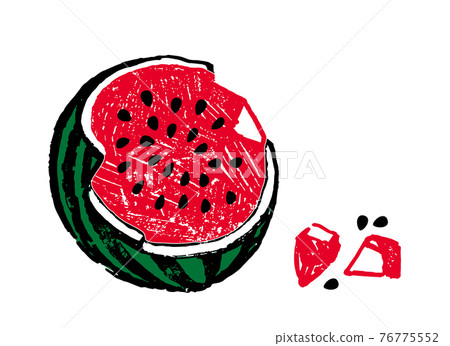Hand-drawn illustration of a cute watermelon. 76775552