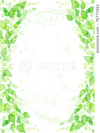 Glitter leaf and musical note background frame vertical 76775982