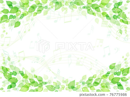 Glitter leaf and musical note background frame side 76775986