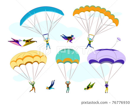 Parachutists and skydivers set 76776930
