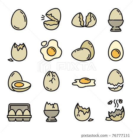 Eggshell icons set, outline style 76777131
