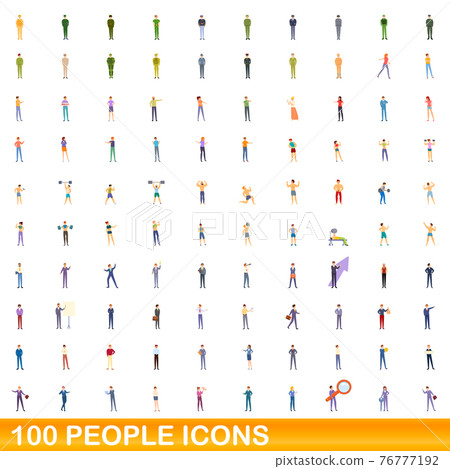 100 people icons set, cartoon style 100 people icons set, cartoon style 76777192